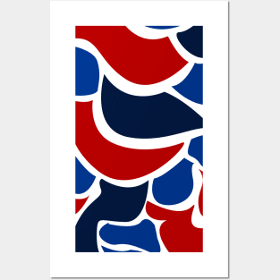 Abstract Moving Waves Clouds Geometric Shapes Red Royal Blue Posters and Art